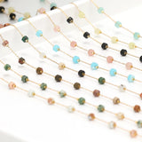 1m Cylinder Natural Stone Stainless Steel Chains for Jewelry DIY