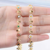 1m Enamel Daisy Plated Chain for Jewelry Making