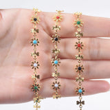 1m Enamel Daisy Plated Chain for Jewelry Making
