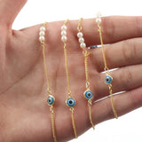 Evil Eye Chain Pearl Beaded Necklace Brass Enamel Chain DIY Jewelry Making
