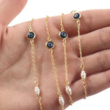 Evil Eye Chain Pearl Beaded Necklace Brass Enamel Chain DIY Jewelry Making