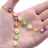 1m Stainless Steel Chains Metal Colorful Flower Chain DIY Jewelry