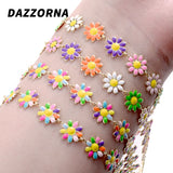 1m Stainless Steel Chains Metal Colorful Flower Chain DIY Jewelry