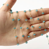 1 Meter Brass Wire Wrapped Rosary Chain Natural Stone Chains