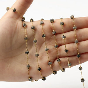 1 Meter Brass Wire Wrapped Rosary Chain Natural Stone Chains