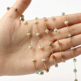 1 Meter Brass Wire Wrapped Rosary Chain Natural Stone Chains