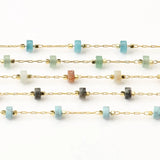 1 Meter Brass Wire Wrapped Rosary Chain Natural Stone Chains