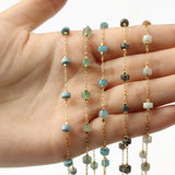 1 Meter Brass Wire Wrapped Rosary Chain Natural Stone Chains