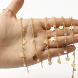 1 Meter Plated Wire Wrapped Rosary Chain Flower Leaves Zircon Chains