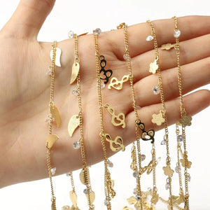 1 Meter Plated Wire Wrapped Rosary Chain Flower Leaves Zircon Chains