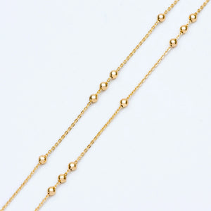 1 Meter Gold/Rose Brass Beaded Chains 1.3mm with 3mm Ball Beads