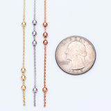 1 Meter Gold/Rose Brass Beaded Chains 1.3mm with 3mm Ball Beads