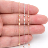 1 Meter Gold/Rose Brass Beaded Chains 1.3mm with 3mm Ball Beads
