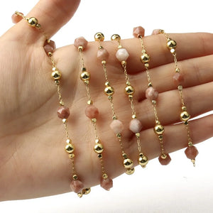 1 Meter Wire Wrapped Rosary Chain Faceted Stone for Jewelry Making