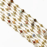 1 Meter Wire Wrapped Rosary Chain Faceted Stone for Jewelry Making