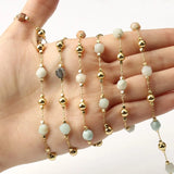1 Meter Wire Wrapped Rosary Chain Faceted Stone for Jewelry Making