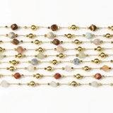 1 Meter Wire Wrapped Rosary Chain Faceted Stone for Jewelry Making