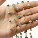 1 Meter Turquoise Stone Bead Chain for DIY Jewelry Making