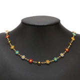 1 Meter Daisy Charm Chain Enamel Flower Beaded DIY Jewelry Making