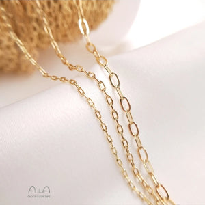 1 Meter/Set 14K Wrapped Reinforced Rectangular O-shaped Chain Thin Chain