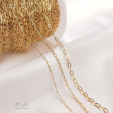 1 Meter/Set 14K Wrapped Reinforced Rectangular O-shaped Chain Thin Chain