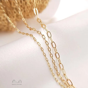 1 Meter/Set 14K Wrapped Reinforced Rectangular O-shaped Chain Thin Chain