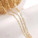 1 Meter/Set 14K Wrapped Reinforced Rectangular O-shaped Chain Thin Chain