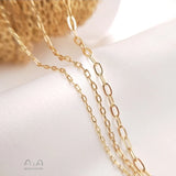 1 Meter/Set 14K Wrapped Reinforced Rectangular O-shaped Chain Thin Chain