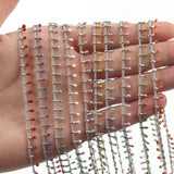 1m Silver Plated Drop Oil Beads Chain Wire Rosary DIY Jewelry Making