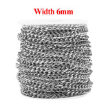 1m Stainless Steel 3mm 6mm Flat Cuban Chains No Fade