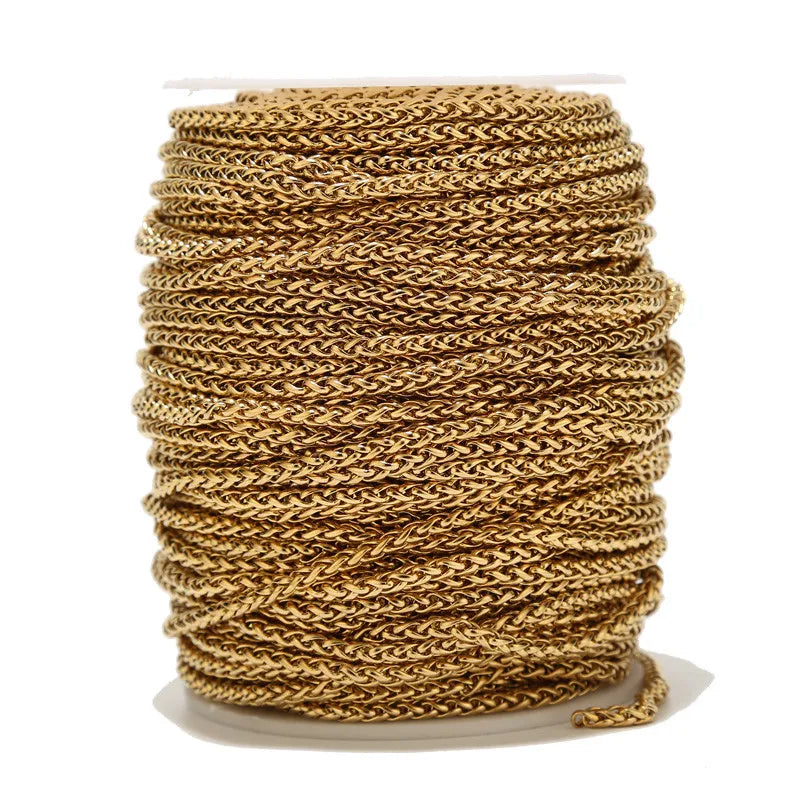 1m Stainless Steel 3mm Plated Wheat Chains DIY Necklace Chains