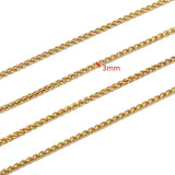1m Stainless Steel 3mm Plated Wheat Chains DIY Necklace Chains