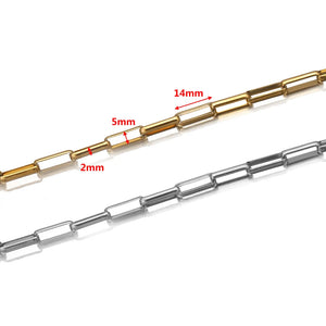 1 Meter 18K Plated Stainless Steel Box Chains 5*14mm for Jewelry Making