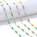 1m Stainless Steel Rhomboid Glass Crystal Beads Chain for DIY Necklace Making