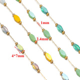 1m Stainless Steel Rhomboid Glass Crystal Beads Chain for DIY Necklace Making