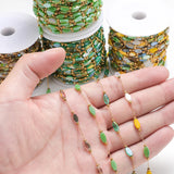 1m Stainless Steel Rhomboid Glass Crystal Beads Chain for DIY Necklace Making