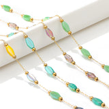 1m Stainless Steel Rhomboid Glass Crystal Beads Chain for DIY Necklace Making