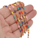 1 Meter Stainless Steel Crossed Enamel Beads Chains Women Chokers