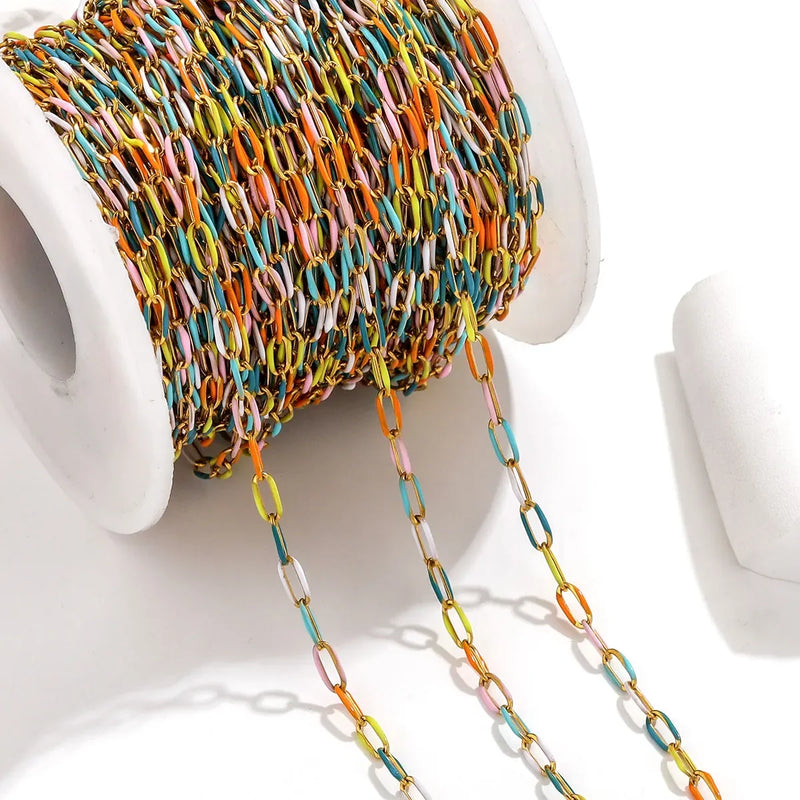 1 Meter Stainless Steel Enamel Chain Oval Link Bulk Chains