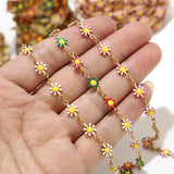 1 Meter Enamel Daisy Charm Chain for DIY Jewelry Making