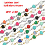 1 Meter Stainless Steel Enamel Heart Chains for DIY Jewelry Making