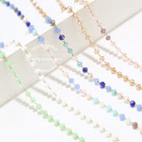 1 Meter Stainless Steel Glass Beaded Chain 3mm Eyeglass Beads Rosary Chain