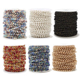 1 Meter Stainless Steel Glass Beaded Chain 3mm Eyeglass Beads Rosary Chain