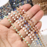 1 Meter Stainless Steel Glass Beaded Chain 3mm Eyeglass Beads Rosary Chain
