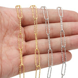 1 Meter Stainless Steel Long Rectangle Oval Texture Chain for DIY Jewelry
