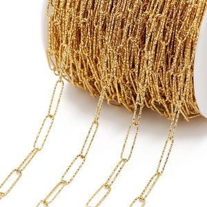 1 Meter Stainless Steel Long Rectangle Oval Texture Chain for DIY Jewelry
