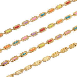 1 Meter Stainless Steel Plated Bar Link Chain Enamel Chains
