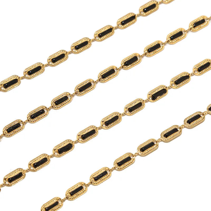 1 Meter Stainless Steel Plated Bar Link Chain Enamel Chains