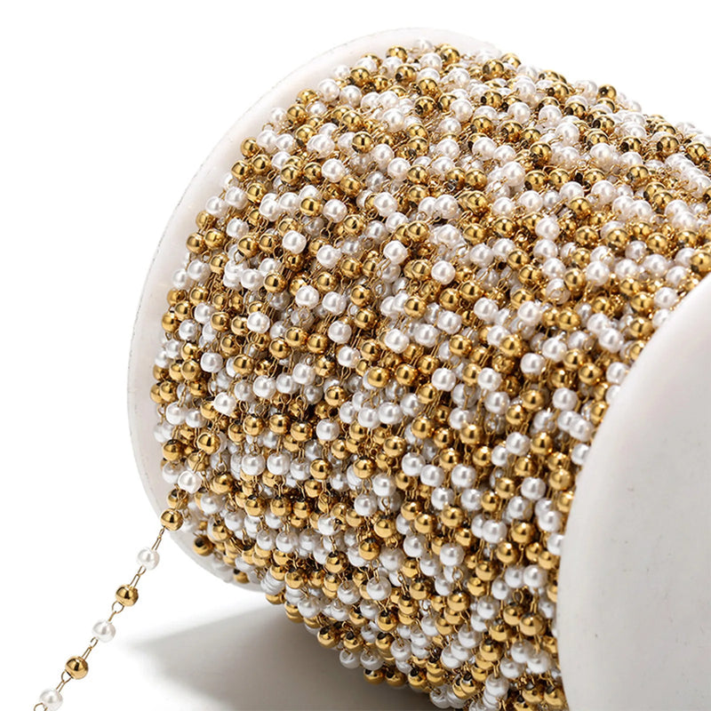 Stainless Steel Chain Pearl 3mm DIY Necklace Bracelets