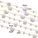 1 Meter Stainless Steel Heart Oval Beads Artificial Pearl Chains
